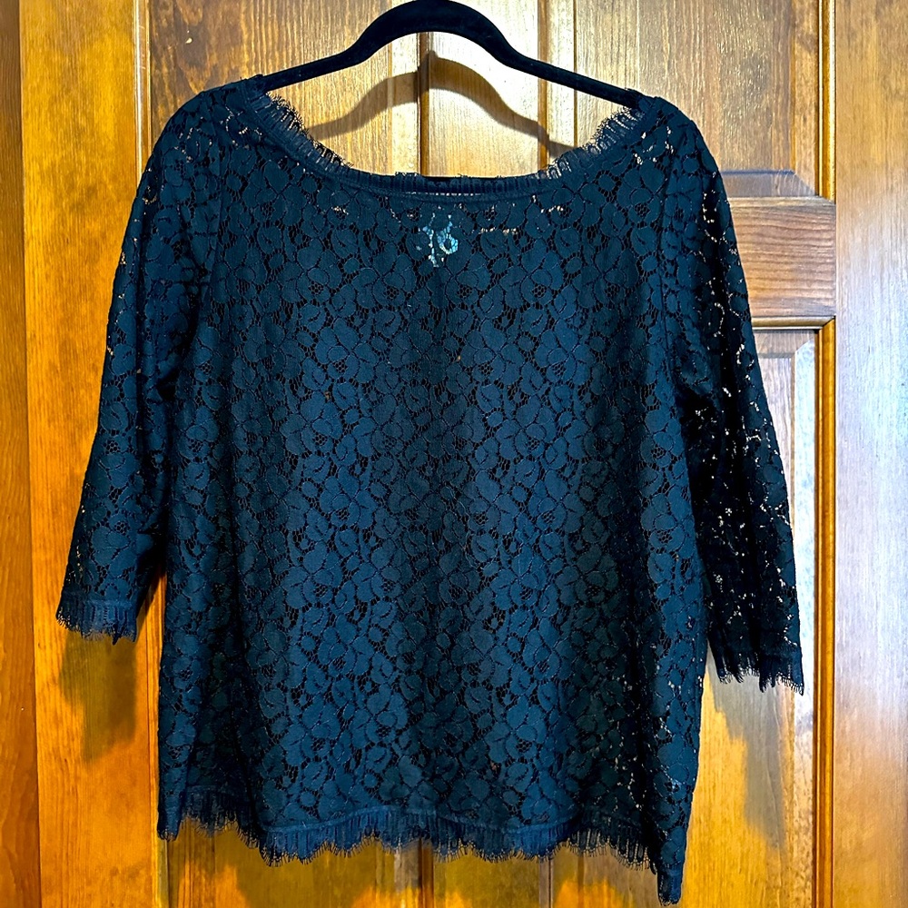 Anthropologie Weston Wear three quarter sleeve lace top